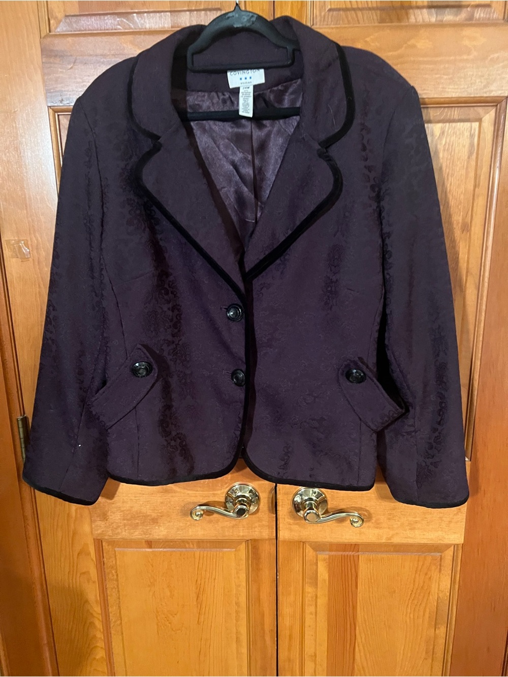 Covington Plum Velvet-Trim Blazer Jacket